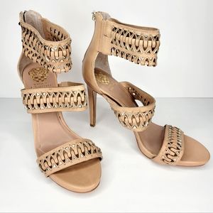 Vince Camuto tan strap leather heel